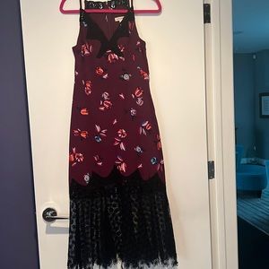 💙💙 Gorgeous Rebecca Taylor sexy size 2 burgundy with black lace dress 💙💙